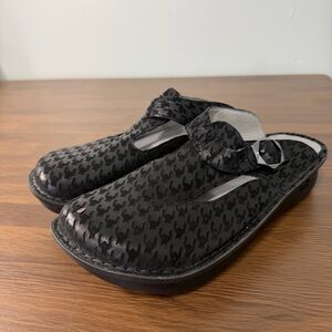 Alegria Classic Houndstooth Maxi Clog Black‎ and Gray Slip-On Shoes Size 40